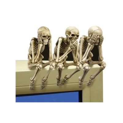 Hand-Painted See, Speak, Hear No Evil Skeleton Statues – Set of 3: A Unique Touch of Whimsy and Wisdom for Your Home