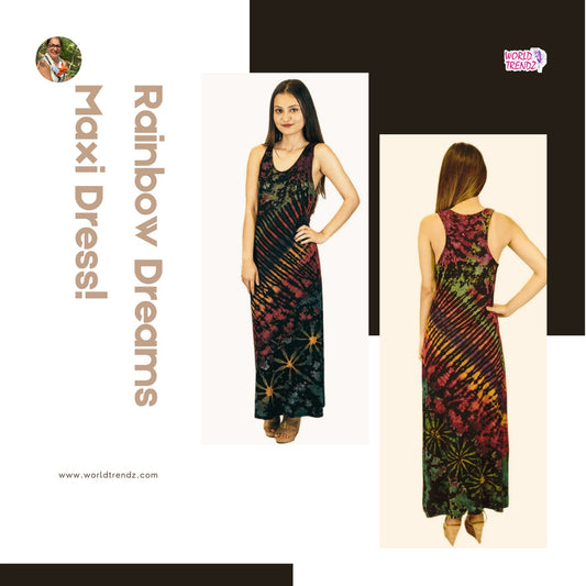 Unleash Your Inner Boho with this Stunning Rainbow Tie Dye Maxi Dress