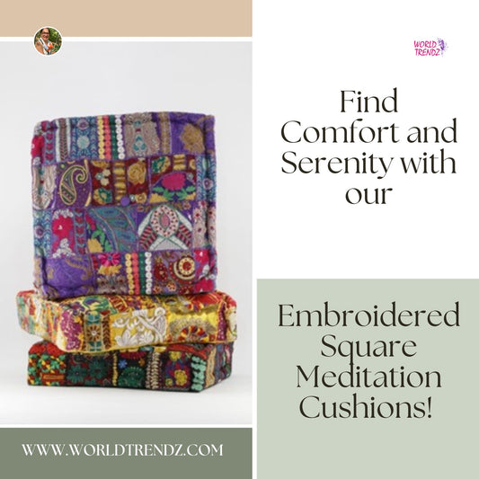 Unlock Inner Peace with Meditation Cushion Embroidered Square Surprise Me (Set of 3)