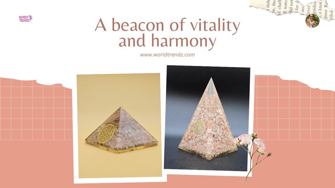 Sunstone Flower of Life Crystal Orgone Pyramid