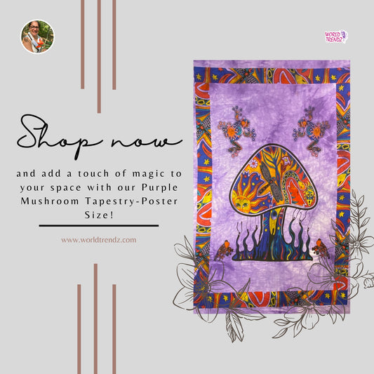 Discover the Enchanting World of Purple Mushroom Tapestry-Poster Size