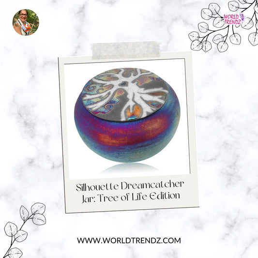 Unleash the Magic of Nature with a Tree of Life Raku Silhouette Dreamcatcher Jar