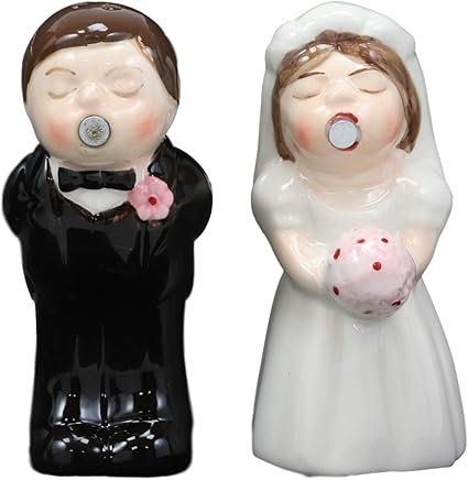 Bride and Groom Salt and Pepper Shakers Set – Hand-Painted Ceramic Wedding Couple Figurines for Wedding, Party, and Kitchen Decor 1