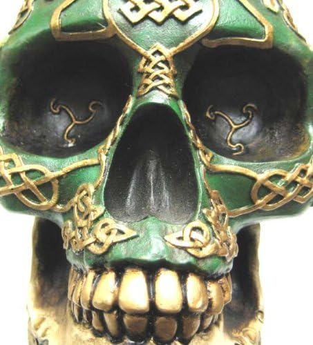 Celtic Lion Skull Savings Bank – Hand-Painted Polyresin with Gold Celtic Design 4