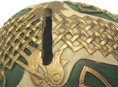 Celtic Lion Skull Savings Bank – Hand-Painted Polyresin with Gold Celtic Design 5