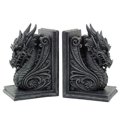 Dragon Bookend Set – Gothic Medieval Evil Dragon Shelf Décor, Heavy Resin Statue, Decorative Bookends for Library or Desk 7