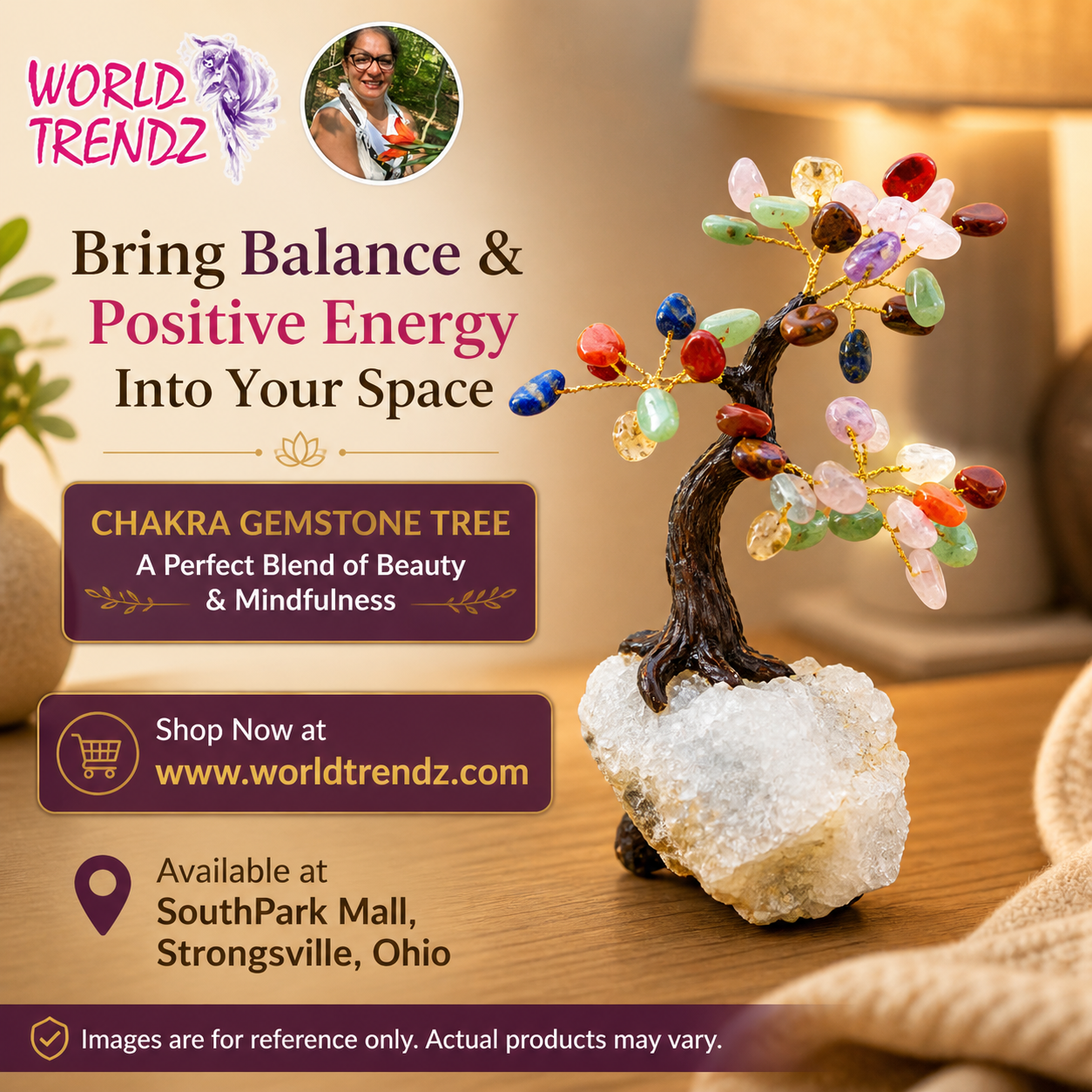 Advertisement on Chakra Gemstone Tree branding by WorldTrendz