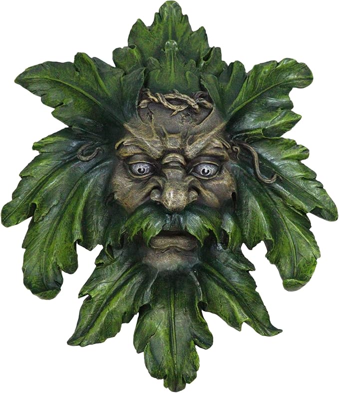 Green Man Wall Plaque – Hand-Painted Resin, Symbol of Rebirth and Natural Growth 1