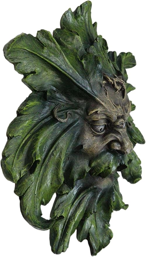 Green Man Wall Plaque – Hand-Painted Resin, Symbol of Rebirth and Natural Growth 2