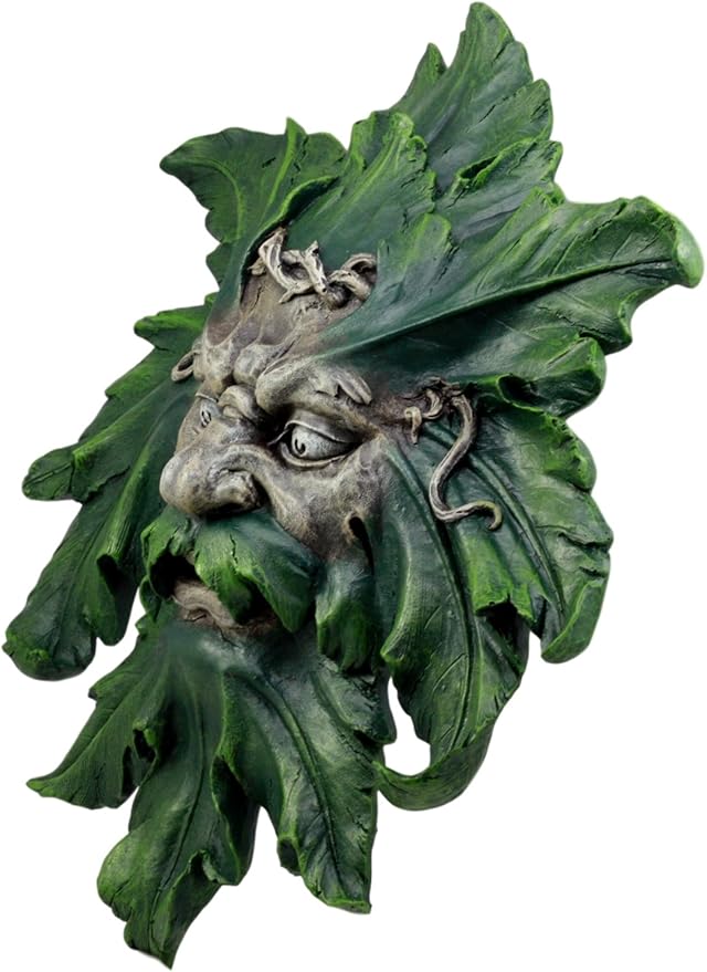 Green Man Wall Plaque – Hand-Painted Resin, Symbol of Rebirth and Natural Growth 3