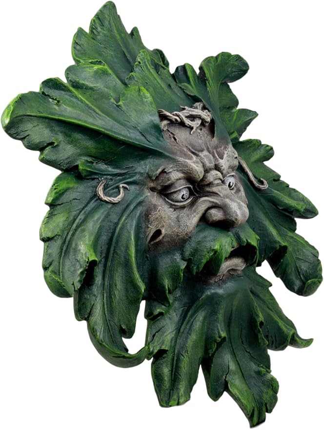 Green Man Wall Plaque – Hand-Painted Resin, Symbol of Rebirth and Natural Growth 4