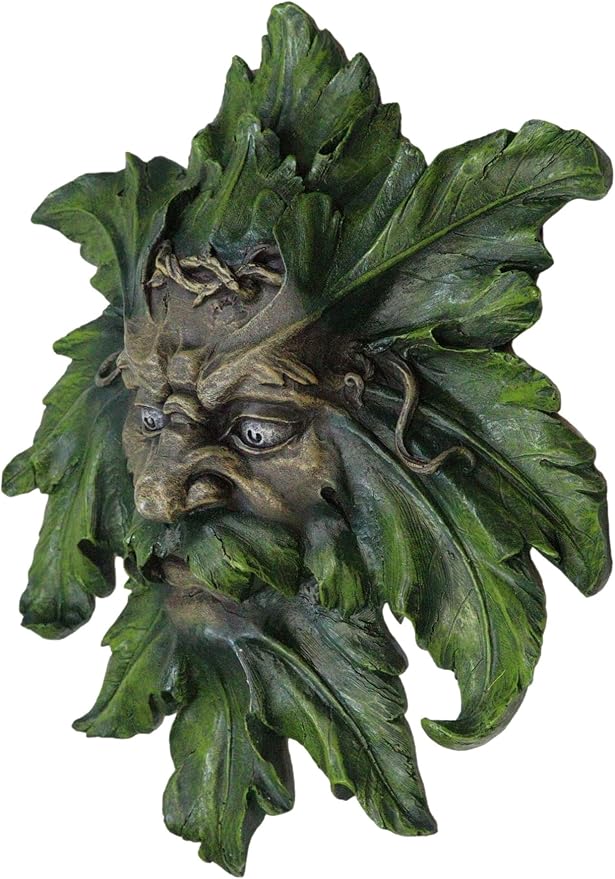 Green Man Wall Plaque – Hand-Painted Resin, Symbol of Rebirth and Natural Growth 5