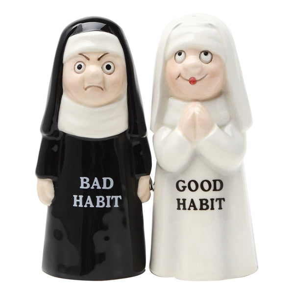 Habits Salt & Pepper Shaker Set – Hand-Painted Ceramic, Cute and Playful Kitchen Decor 5