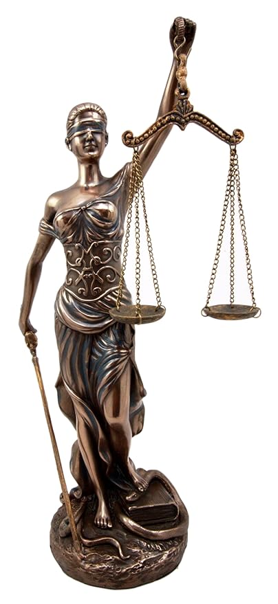 La Justica – Cold Cast Bronze Figurine of Justice, Blindfolded Lady Holding Sword and Scales, Snake Symbolizing Evil, 18" Decorative Statue 1