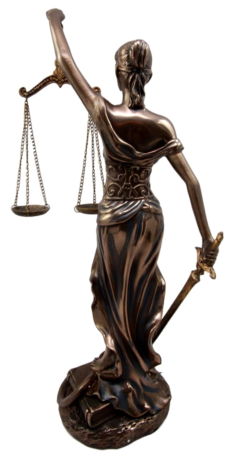 La Justica – Cold Cast Bronze Figurine of Justice, Blindfolded Lady Holding Sword and Scales, Snake Symbolizing Evil, 18" Decorative Statue 3