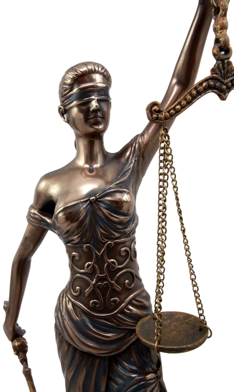 La Justica – Cold Cast Bronze Figurine of Justice, Blindfolded Lady Holding Sword and Scales, Snake Symbolizing Evil, 18" Decorative Statue 6