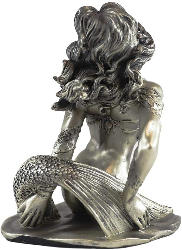 Mermaid Goddess Statue – Hand-Painted Resin with Bronze Patina Finish, Ruler of the Ocean and Protector of Atlantis 2