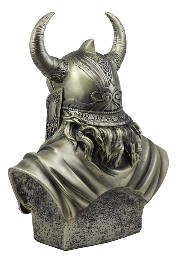 Odin Norse God Statue – Hand-Painted Composite Resin Sculpture with Battle Helmet and Eye Patch 1