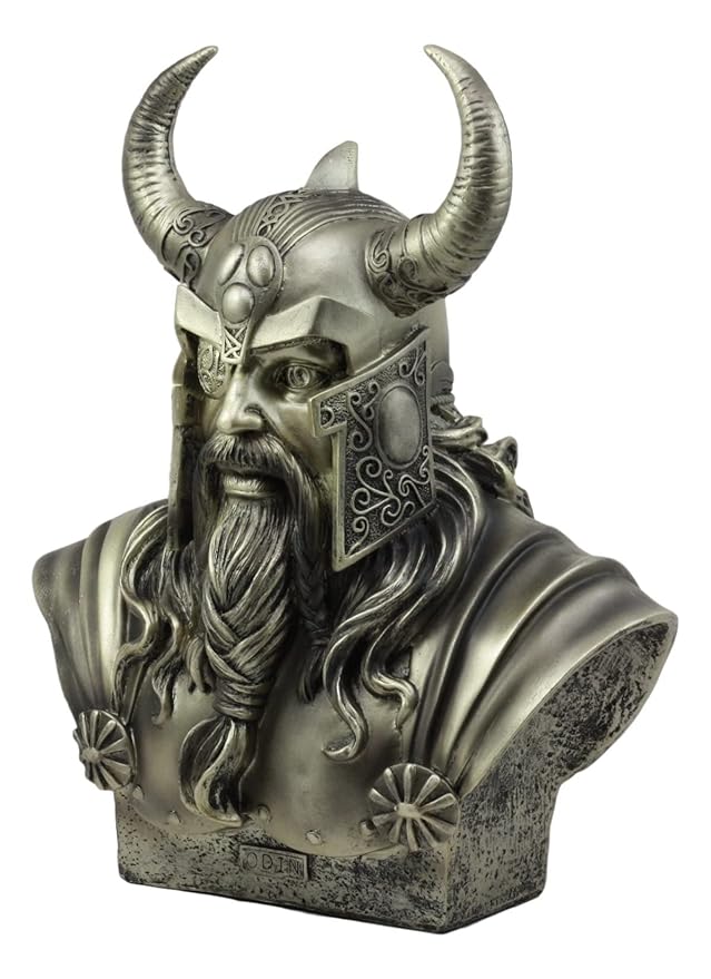 Odin Norse God Statue – Hand-Painted Composite Resin Sculpture with Battle Helmet and Eye Patch 2
