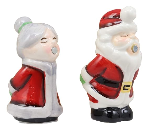 Santa and Mrs. Claus Salt and Pepper Shakers Set – Hand-Painted Ceramic Christmas Couple Figurines 2