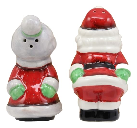 Santa and Mrs. Claus Salt and Pepper Shakers Set – Hand-Painted Ceramic Christmas Couple Figurines 3
