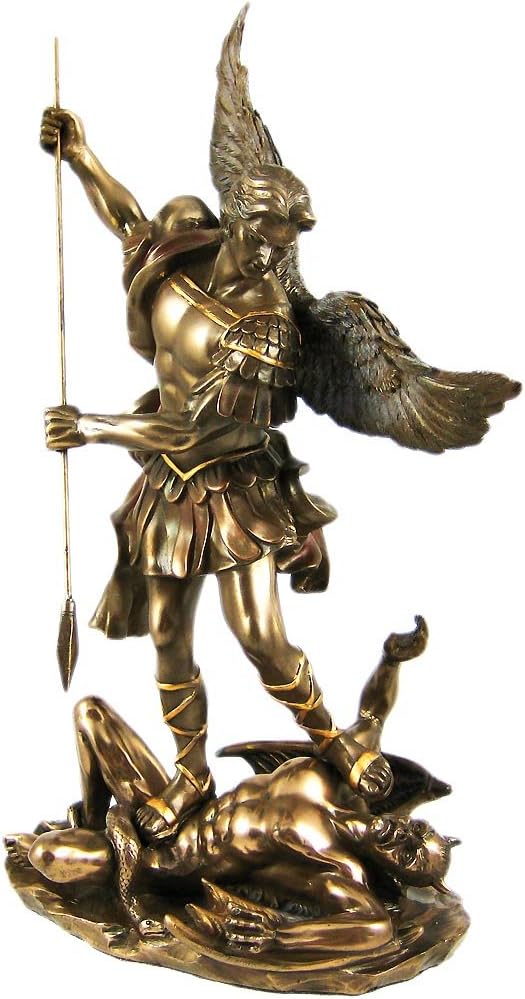 St. Michael Archangel Statue – Bronze Finish Resin Sculpture for Home or Altar 1