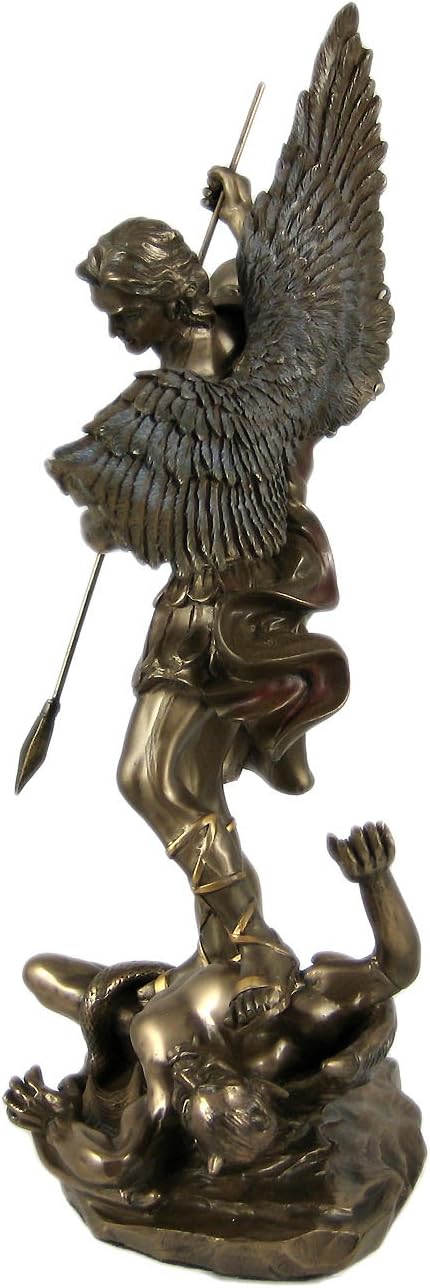 St. Michael Archangel Statue – Bronze Finish Resin Sculpture for Home or Altar 2