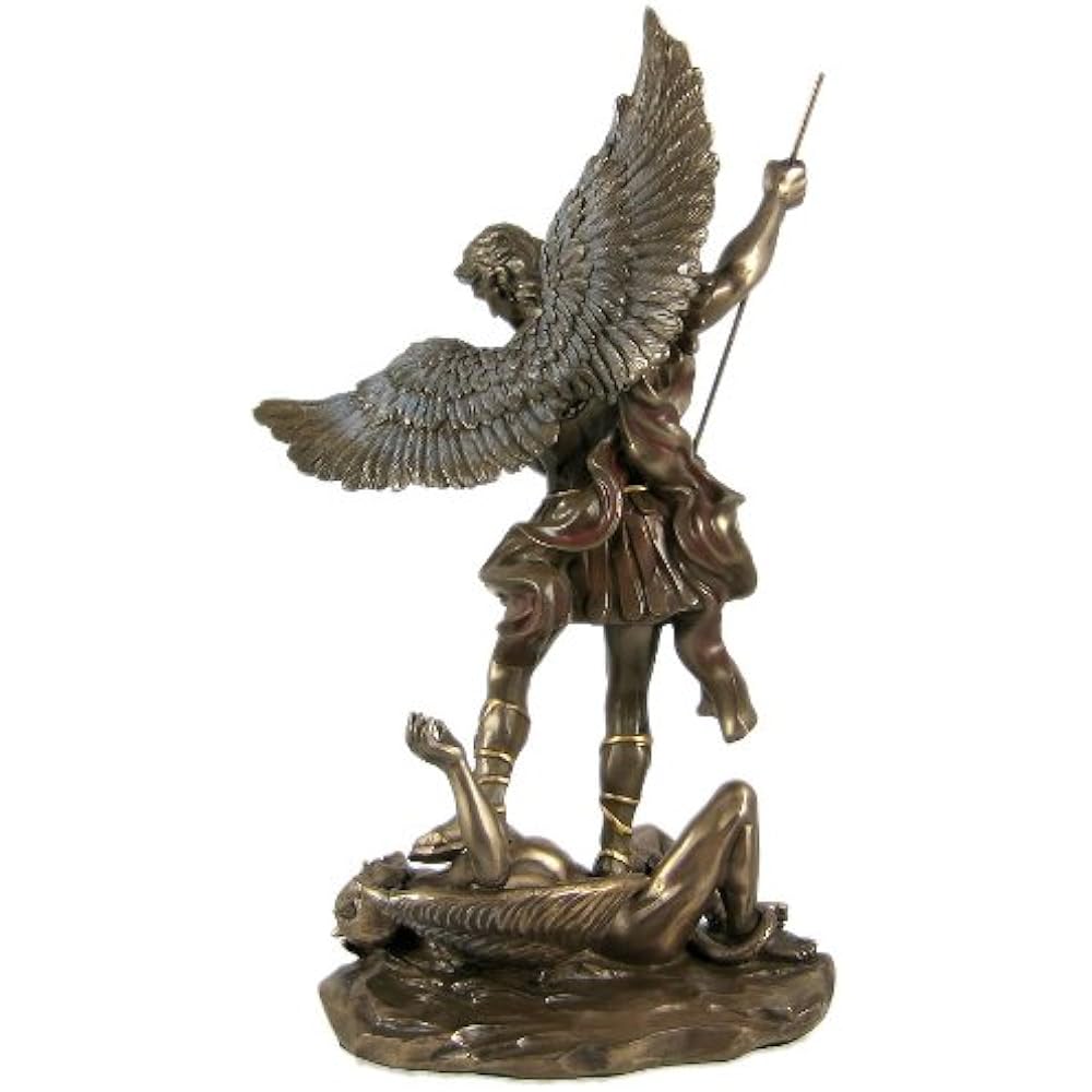 St. Michael Archangel Statue – Bronze Finish Resin Sculpture for Home or Altar 3