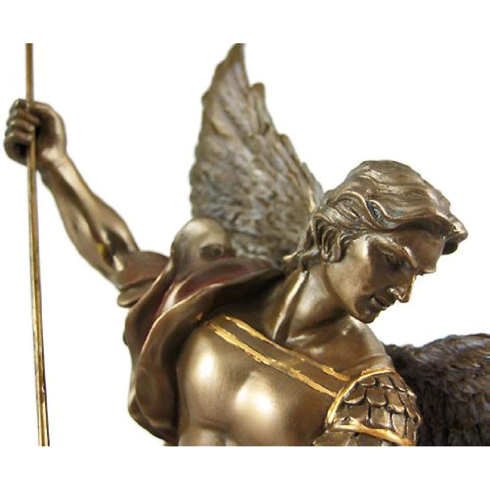 St. Michael Archangel Statue – Bronze Finish Resin Sculpture for Home or Altar 4