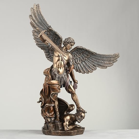 St. Michael Triumph Over Lucifer Statue – Cold Cast Bronze Finish, Strength and Protection Figurine 3