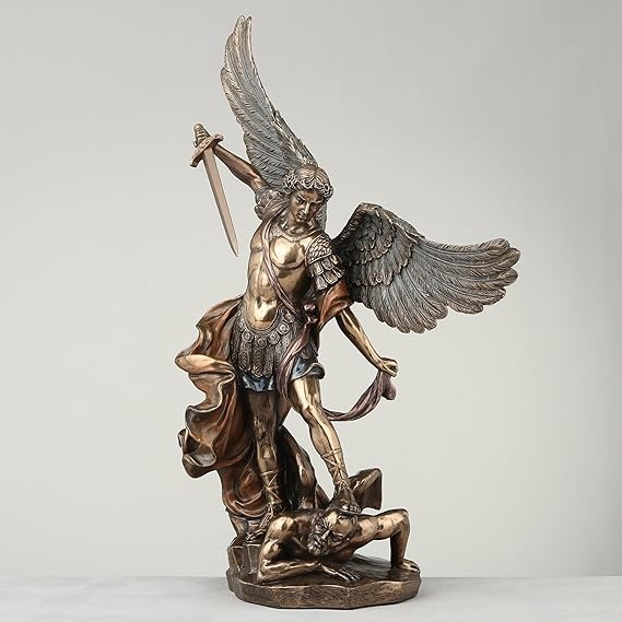 St. Michael Triumph Over Lucifer Statue – Cold Cast Bronze Finish, Strength and Protection Figurine 5