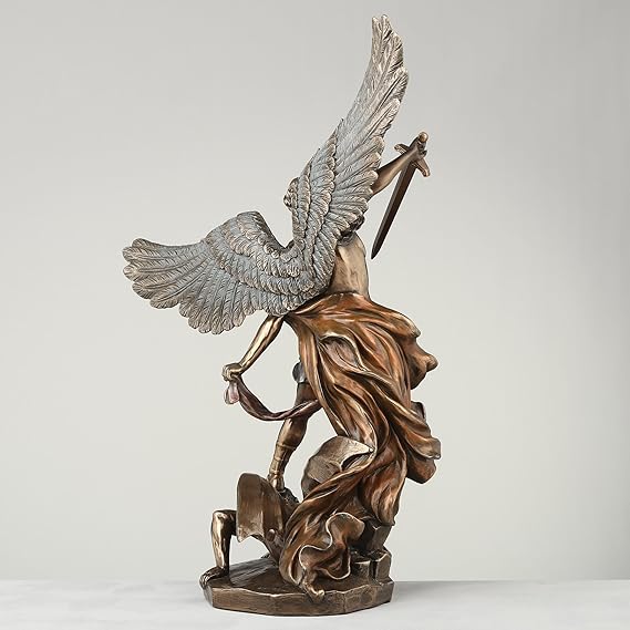 St. Michael Triumph Over Lucifer Statue – Cold Cast Bronze Finish, Strength and Protection Figurine 6