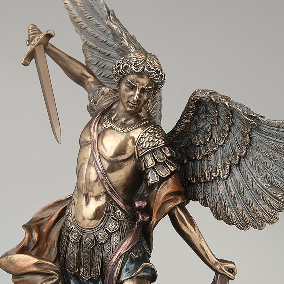 St. Michael Triumph Over Lucifer Statue – Cold Cast Bronze Finish, Strength and Protection Figurine 7