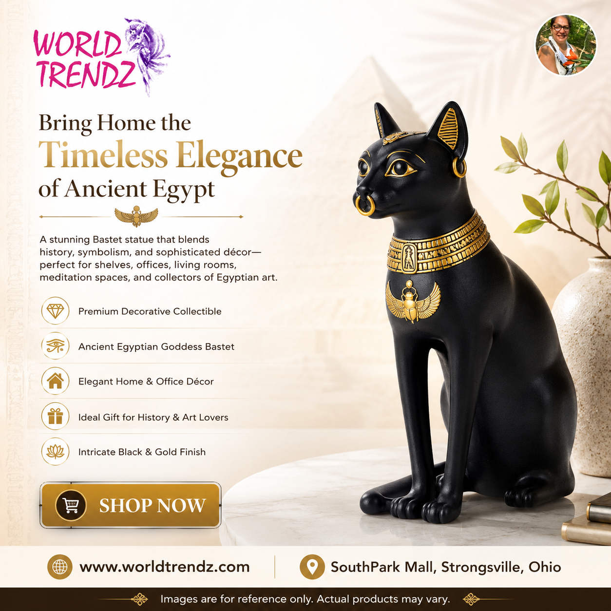 Egyptian Small Bastet Statue Social Media Ad