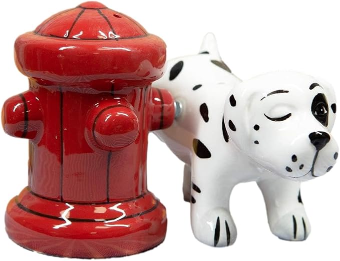 Where’s The Fire Dalmatian & Hydrant Salt Pepper Shaker Set – Magnetic Kitchen Decor 1
