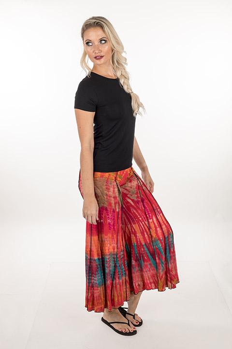 PANTS BELL BOTTOM RAYON SPANDEX TIE DYE ORANGE HUES