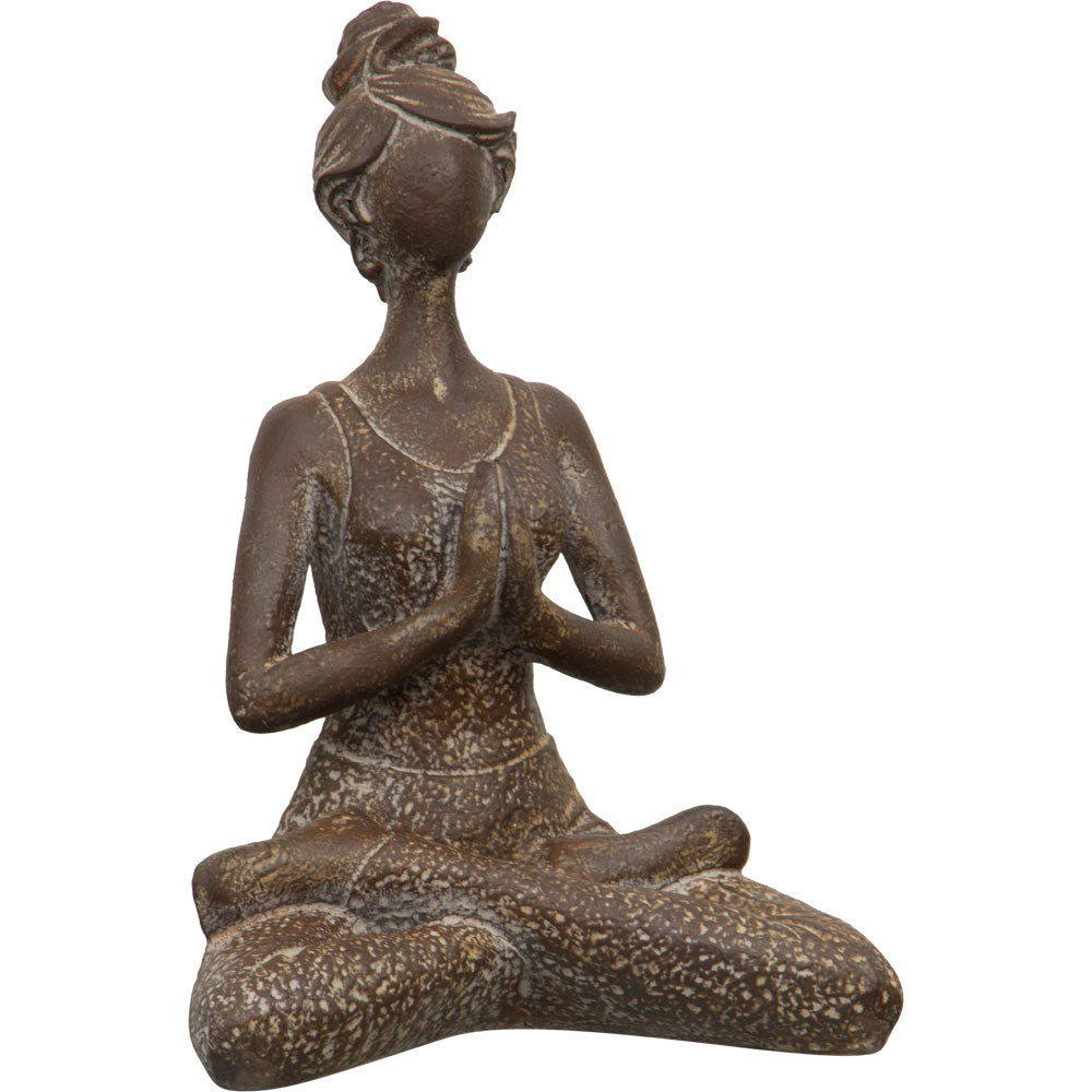 YOGA LADY MEDITATION POSE STATUE ANTIQUE FRONT VIEW