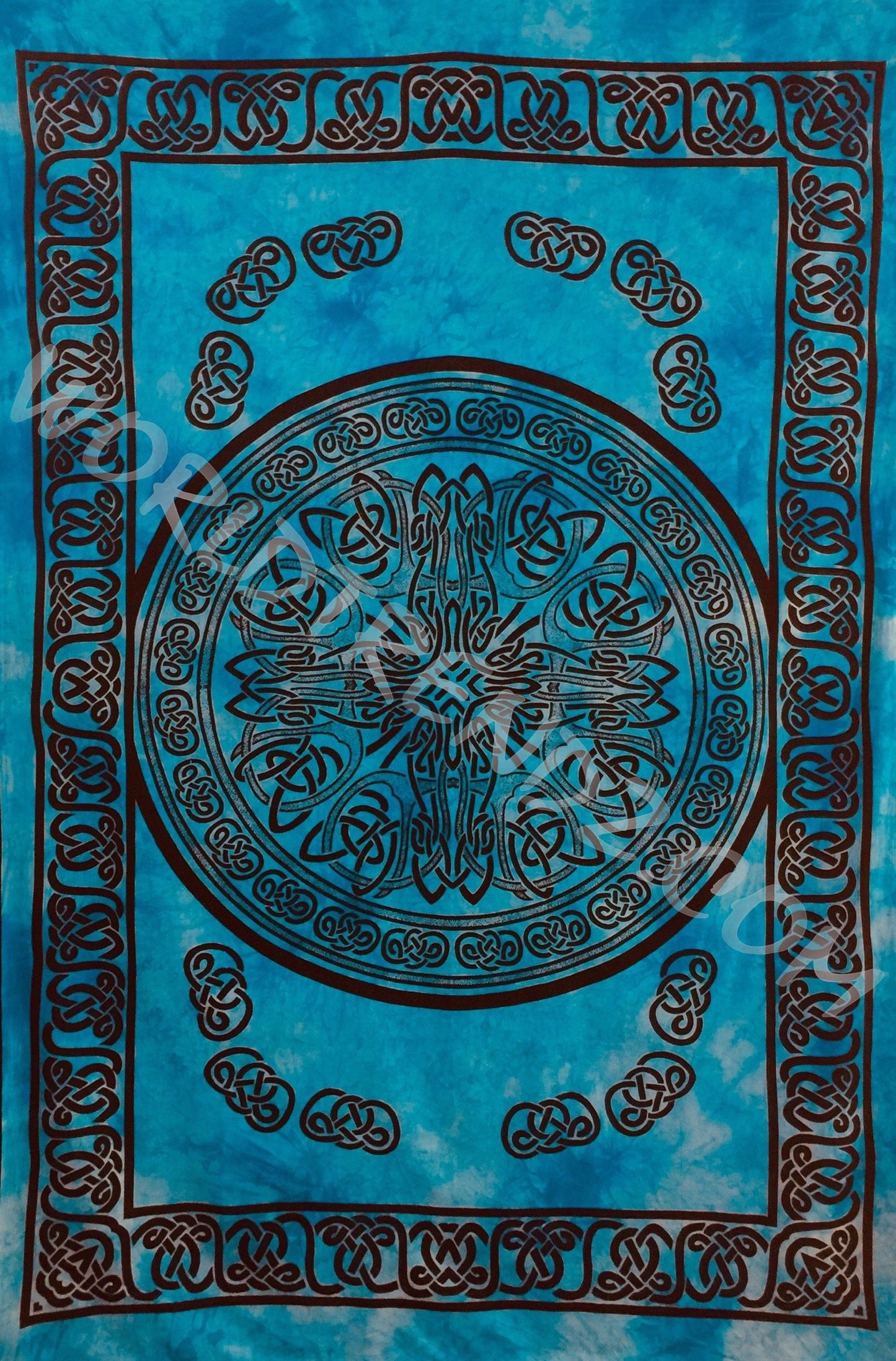 CELTIC KNOT MANDALA TAPESTRY TURQUOISE