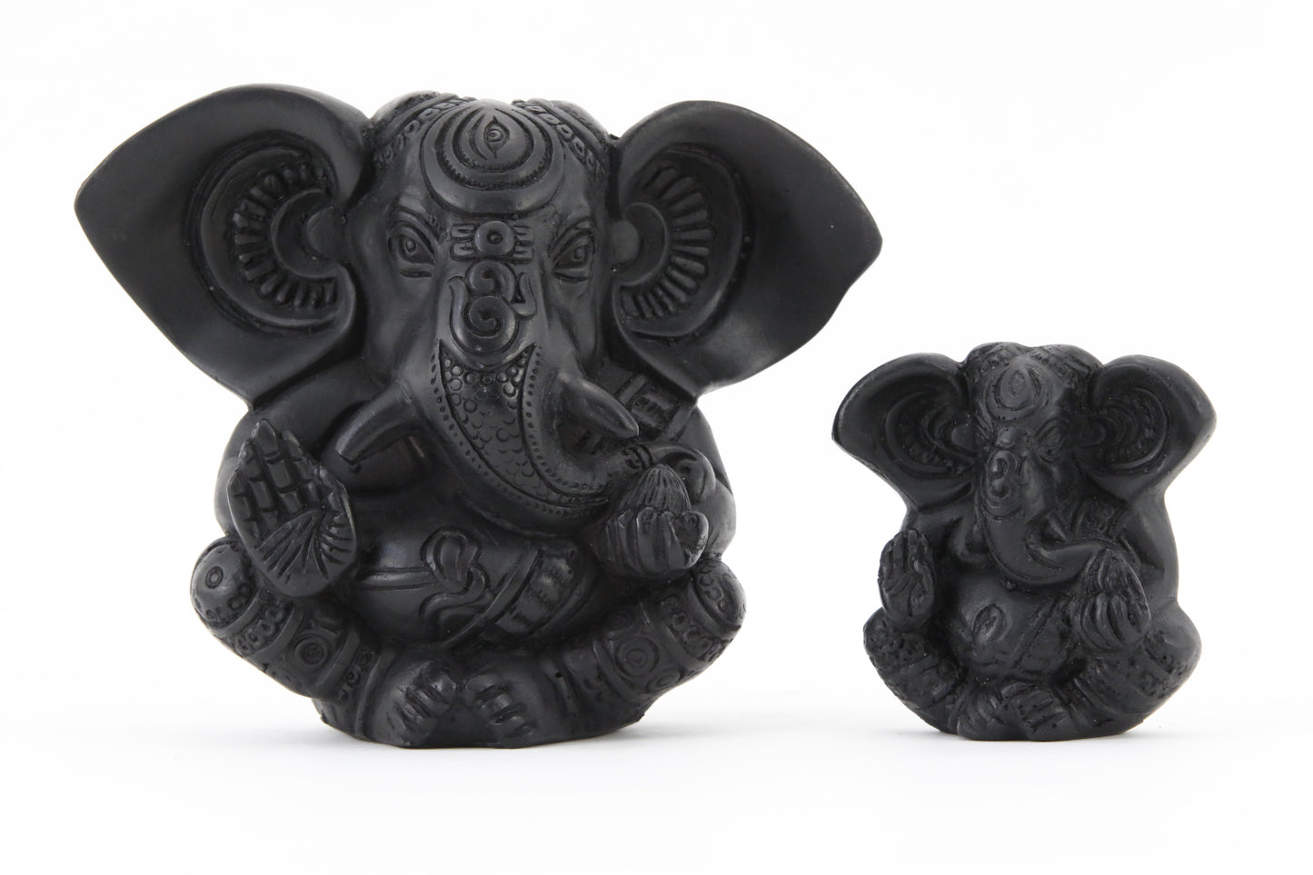 GANESHA BIG EAR STATUE DARK SIZE COMPARISION FRONT VIEW