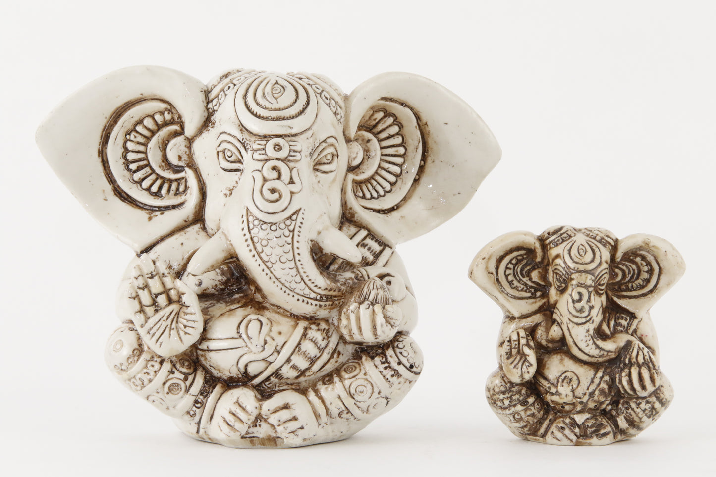 GANESHA BIG EAR STATUE OFFWHITE SIZE COMPARSION FRONT  VIEW