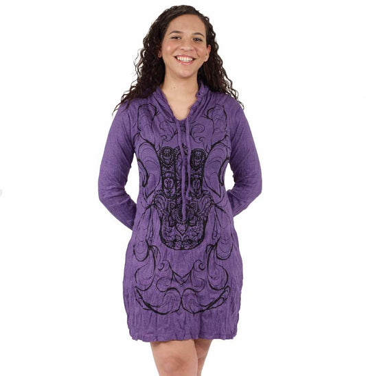 HAMSA HOODIE DRESS PURPLE