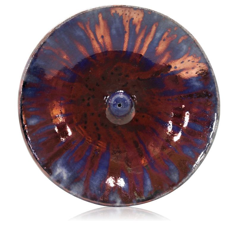 INCENSE BURNER BLUE WITH COPPER DRIPS