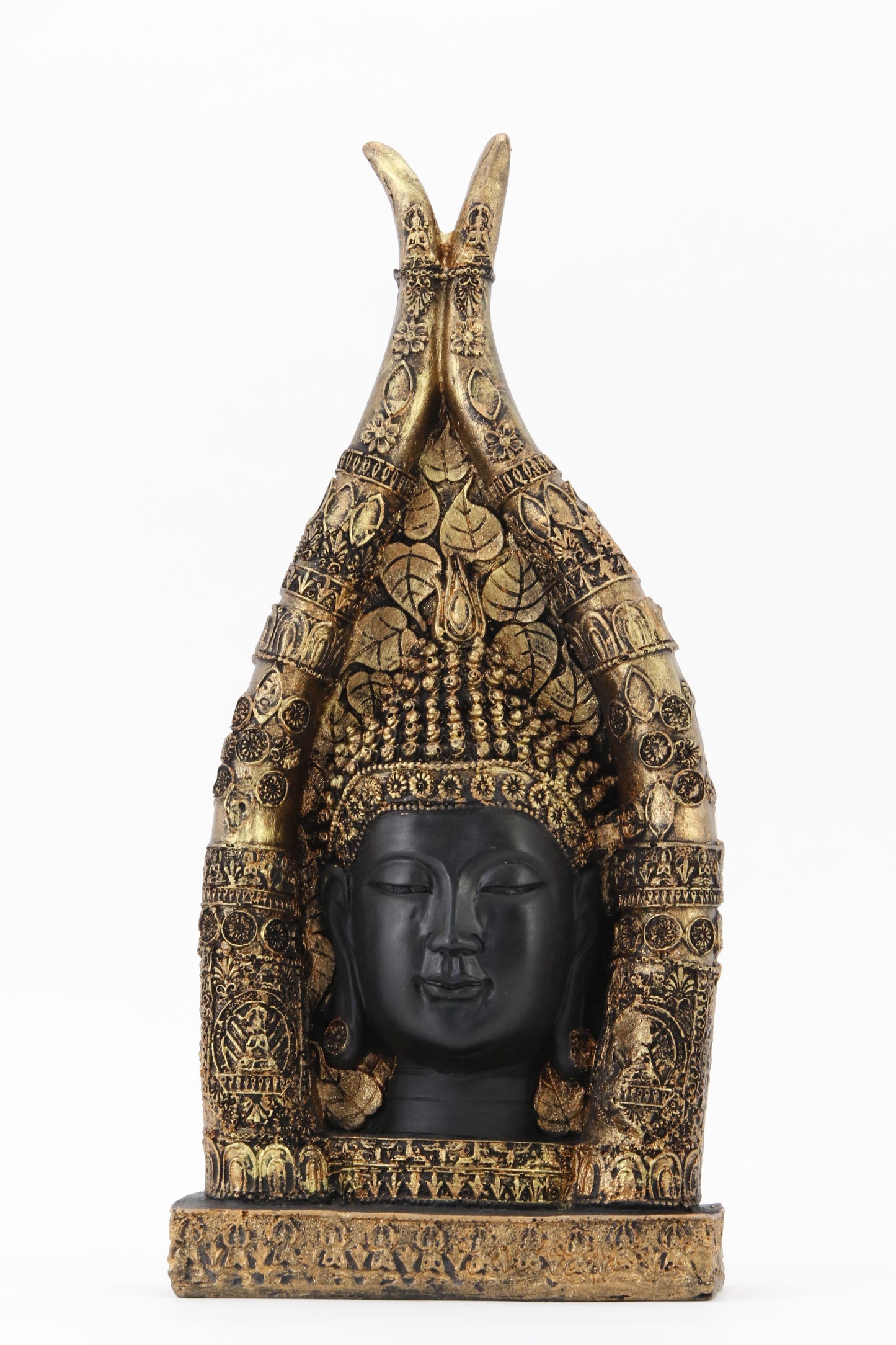 BUDDHA BUST BRONZE ACCENT STATUE FRONT VIEW