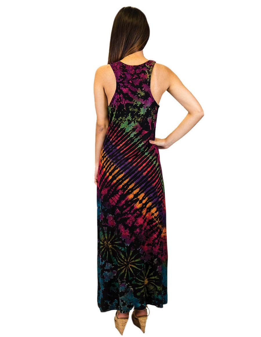 TIE DYE MAXI DRESS RAINBOW BACK