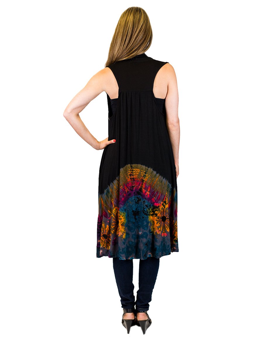 HALF TIE DYE DUSTER WITH POCKETS  RAINBOW BACK