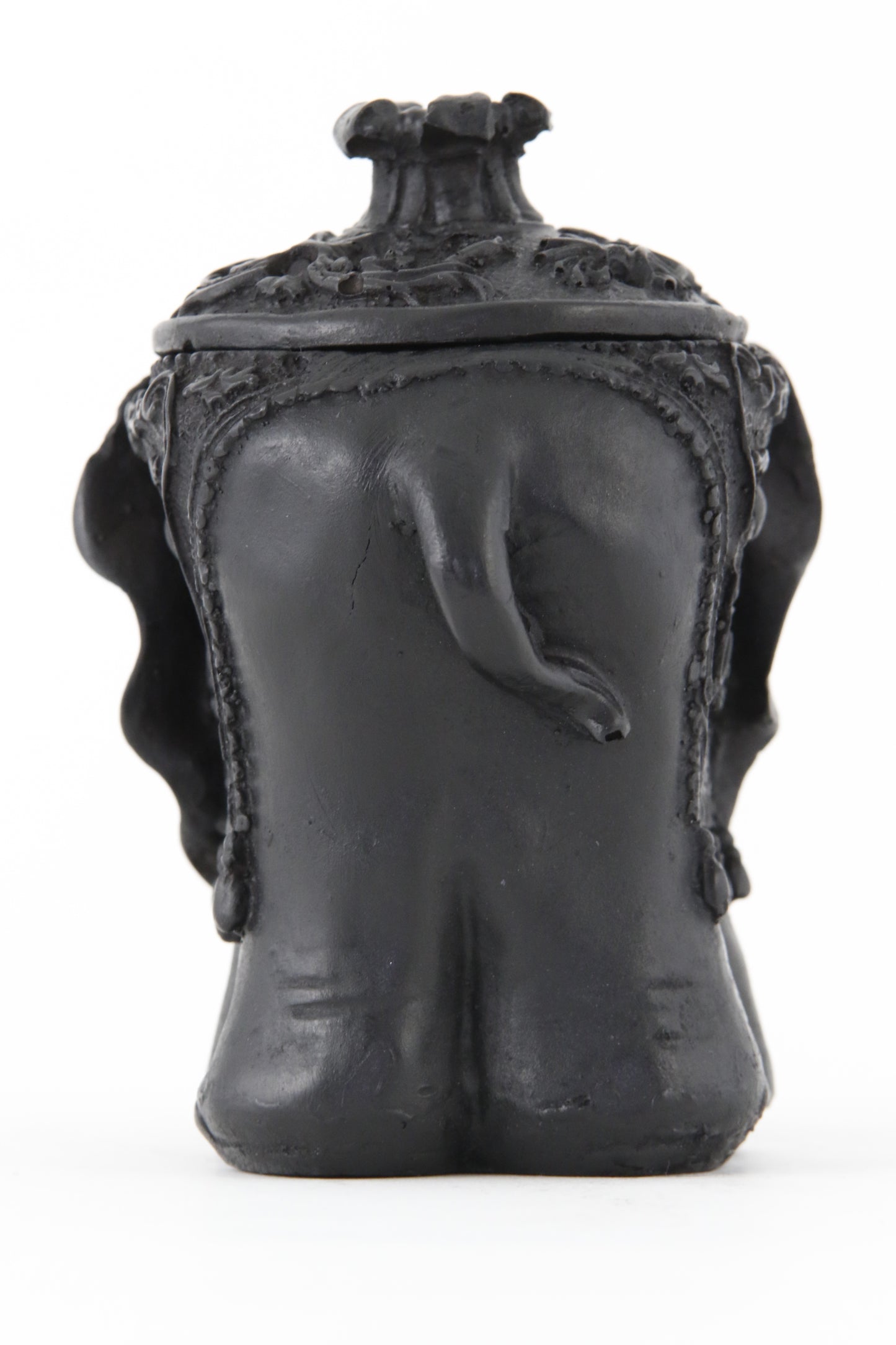 ELEPHANT BOX STATUE ROUND DARK BACK VIEW