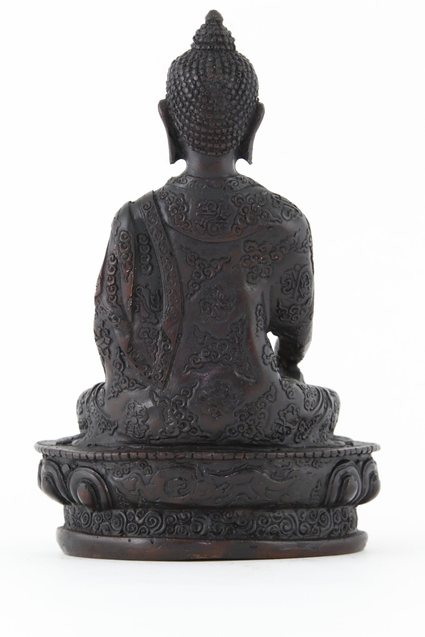 EARTH TOUCHING BUDDHA STATUE DARK LARGE BACK VIEW