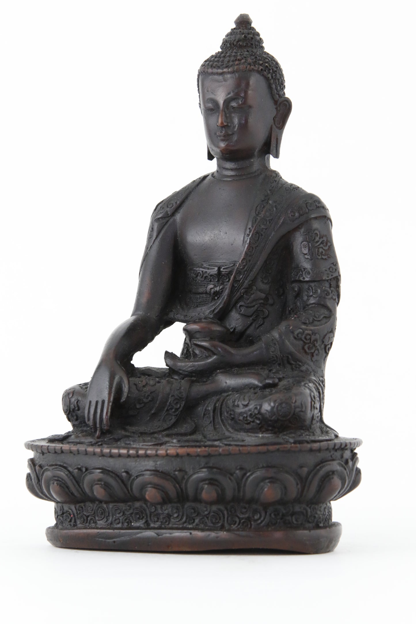 EARTH TOUCHING BUDDHA STATUE DARK LARGE SIDE VIEW