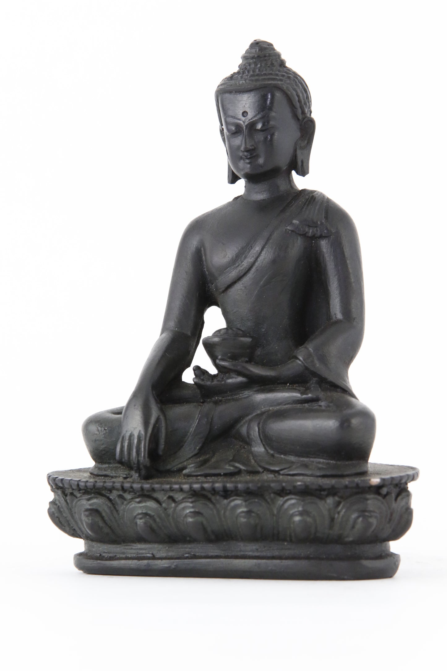 EARTH TOUCHING BUDDHA STATUE DARK MEDIUM SIZE SIDE VIEW