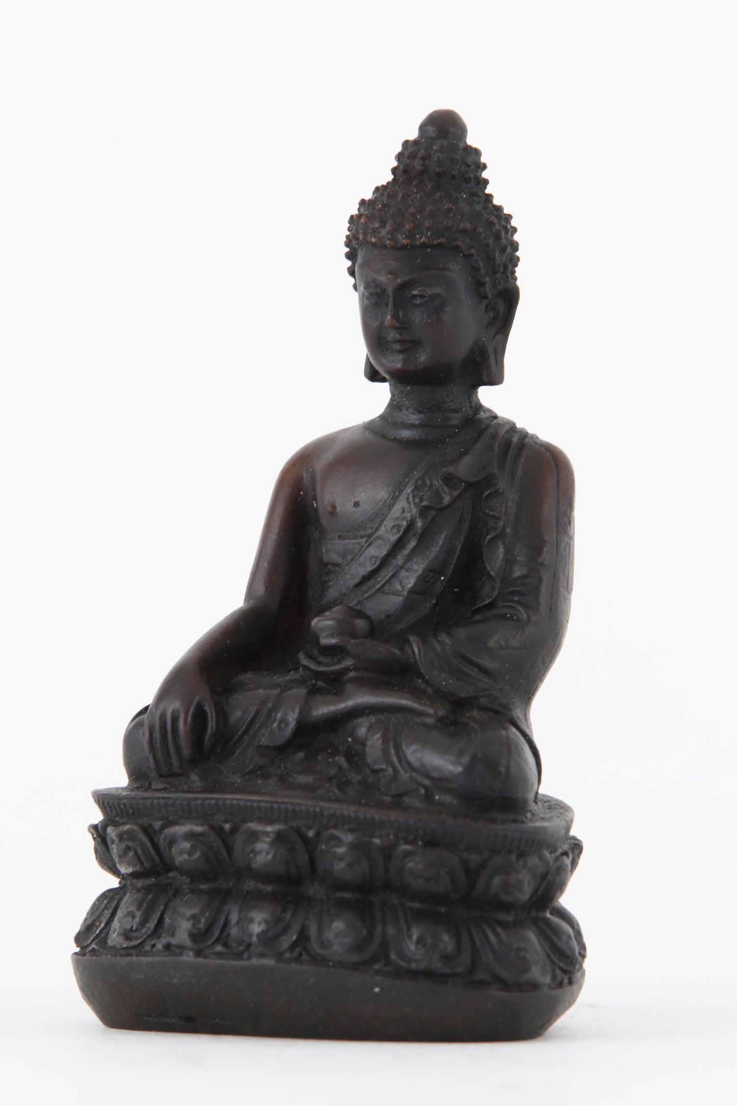 EARTH TOUCHING BUDDHA STATUE DARK SMALL SIDE VIEW